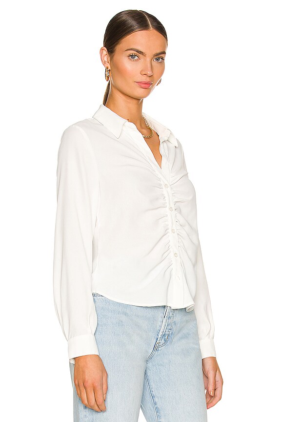 view 2 of 4 Ruched Boyfriend Top in White