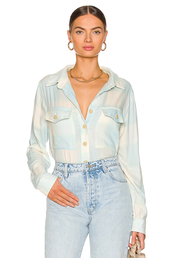 view 1 of 4 Boyfriend Crop Shirt in Purewater Plaid