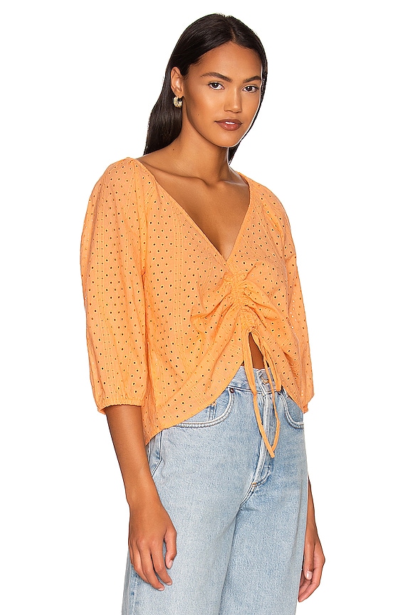 view 2 of 4 Eyelet Drawstring Blouse in Washed Melon