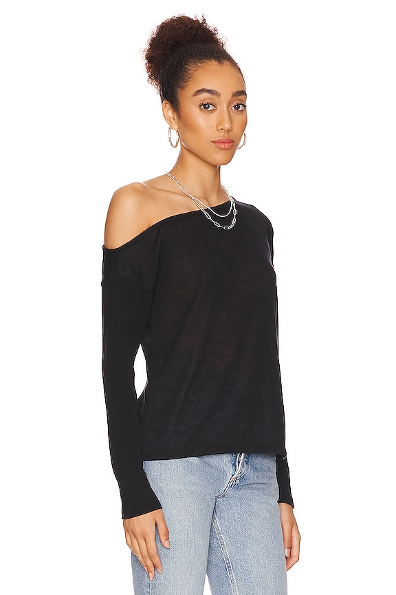 view 2 of 4 Love Sign Asymmetrical Top in Black