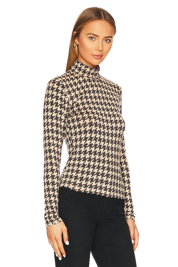 view 2 of 4 Slinky Mock Turtleneck Top in Java Houndstooth
