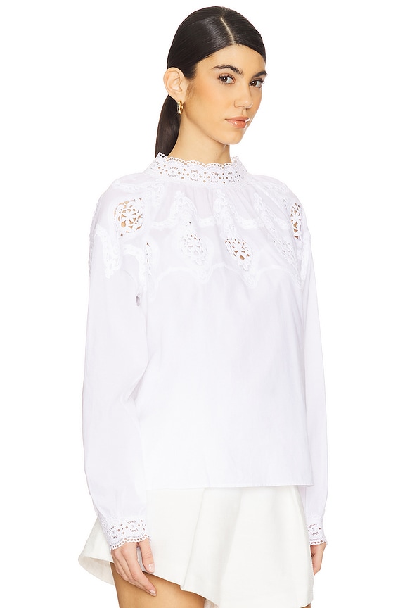 view 2 of 4 Lace Popover Blouse in White