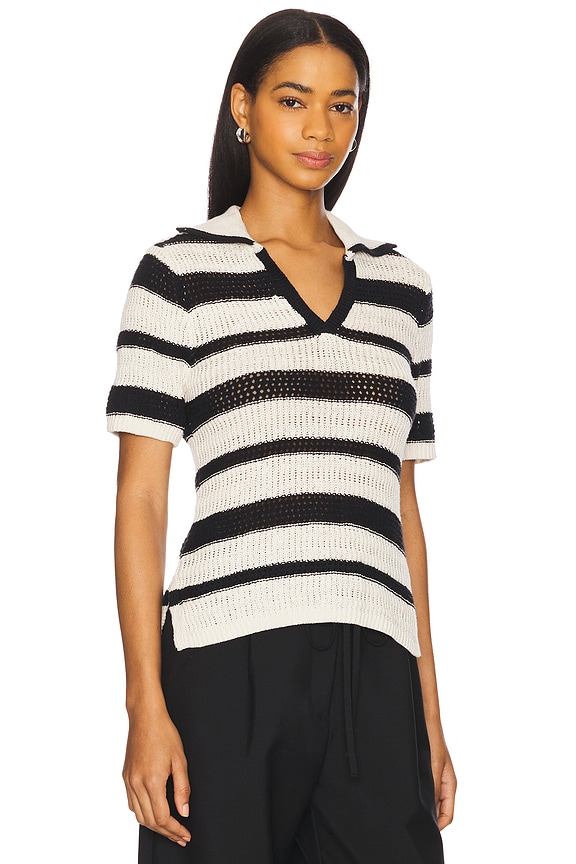 view 2 of 4 ТОП KNITTED COLLARED in Black & Chalk