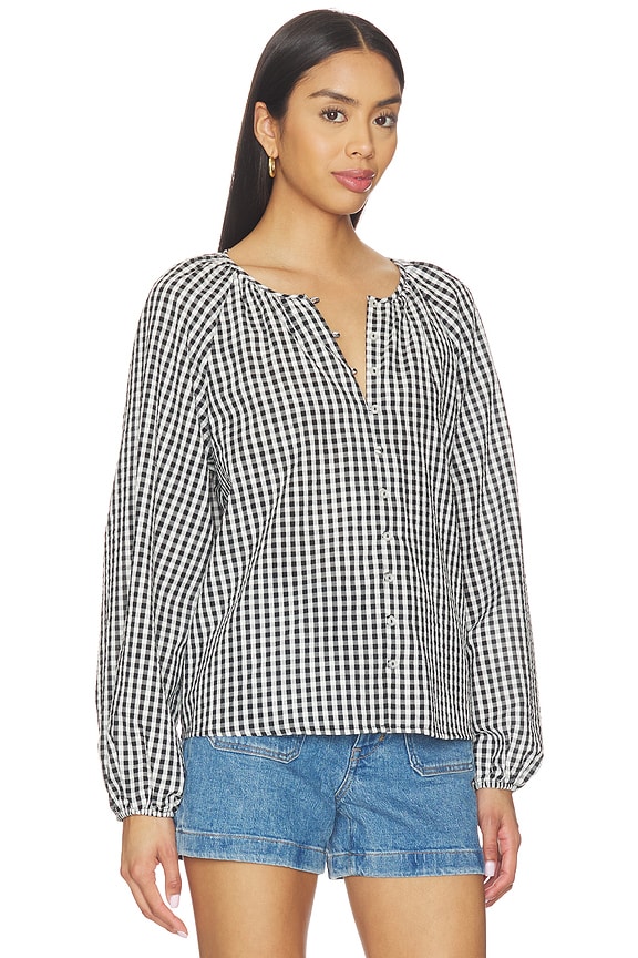 view 2 of 5 Perfect Gingham Button Blouse Top in Picnic