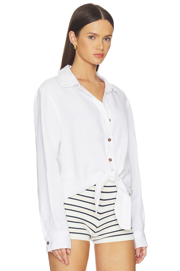 view 2 of 4 More Love Linen Tie Top in White