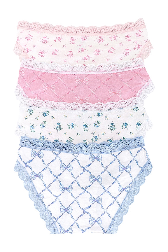 view 2 of 5 x LoveShackFancy Pastiche And Bow Knicker Set in Multi