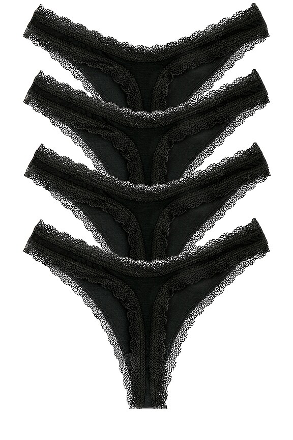 view 2 of 6 B- Edit Biodegradable Four Pack Thong Box in Black