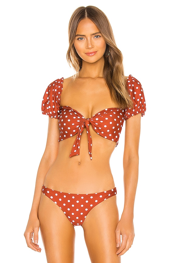 view 1 of 4 HAUT DE MAILLOT DE BAIN in Brick White Polka Dot
