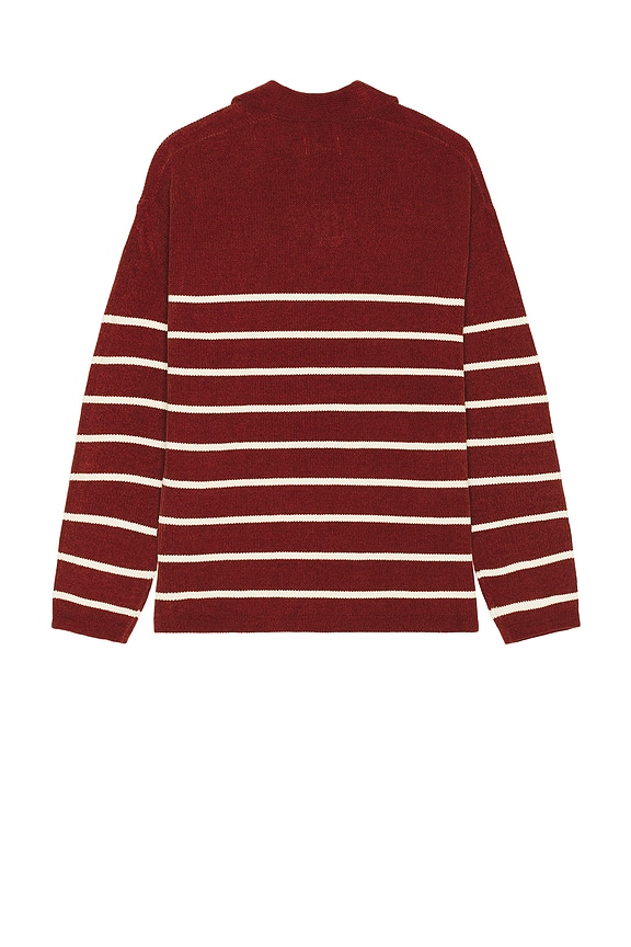 view 2 of 3 Mole Yarn Stripe Skipper Knit Polo in Brick
