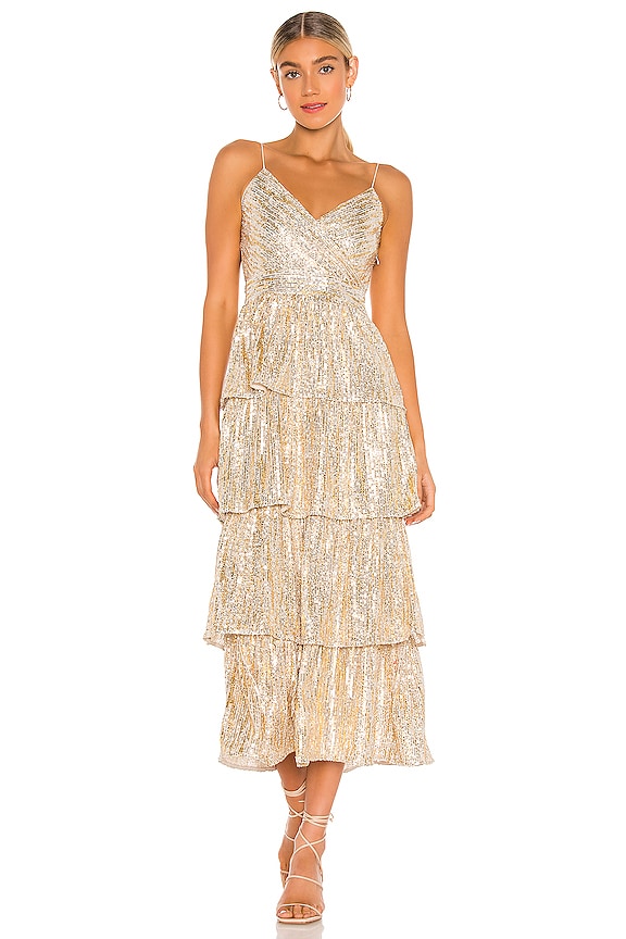 view 1 of 4 Dalarie Tiered Dress in Silver & Gold