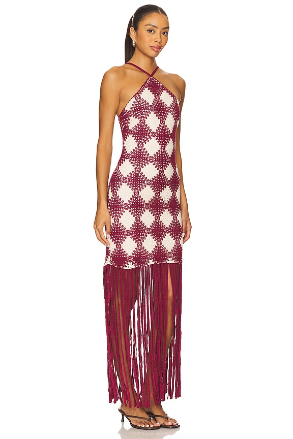 view 2 of 4 ROBE DRAGANA in Maroon & Ecru