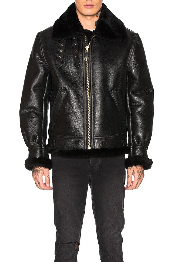 view 2 of 5 B-3 Sheepskin Leather Bomber Jacket in Ebony