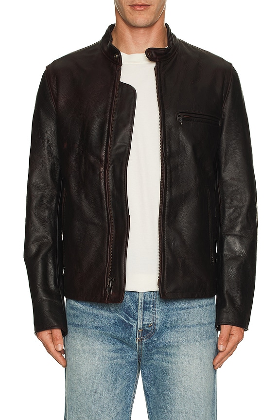 view 2 of 4 NYC Cafe Racer Jacket in Brandy