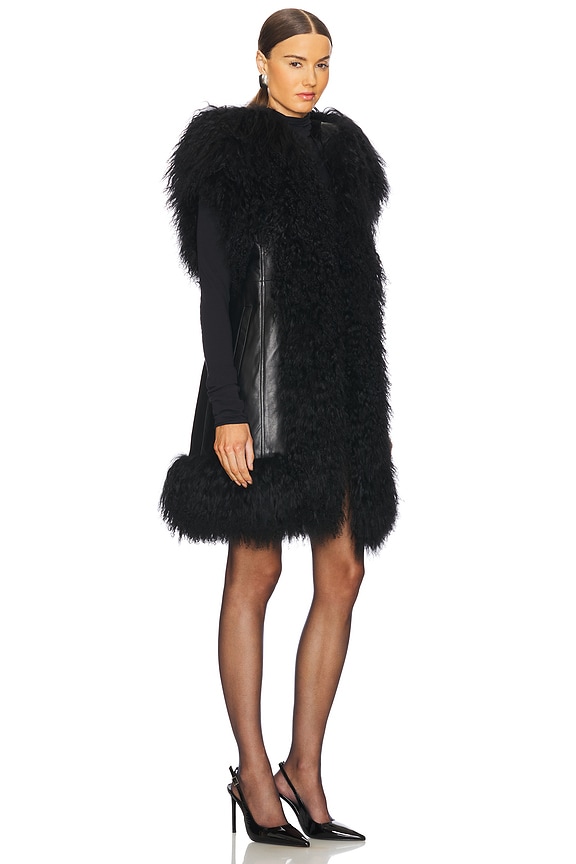 view 2 of 3 Dorothy Shearling Midi Hooded Vest in Black