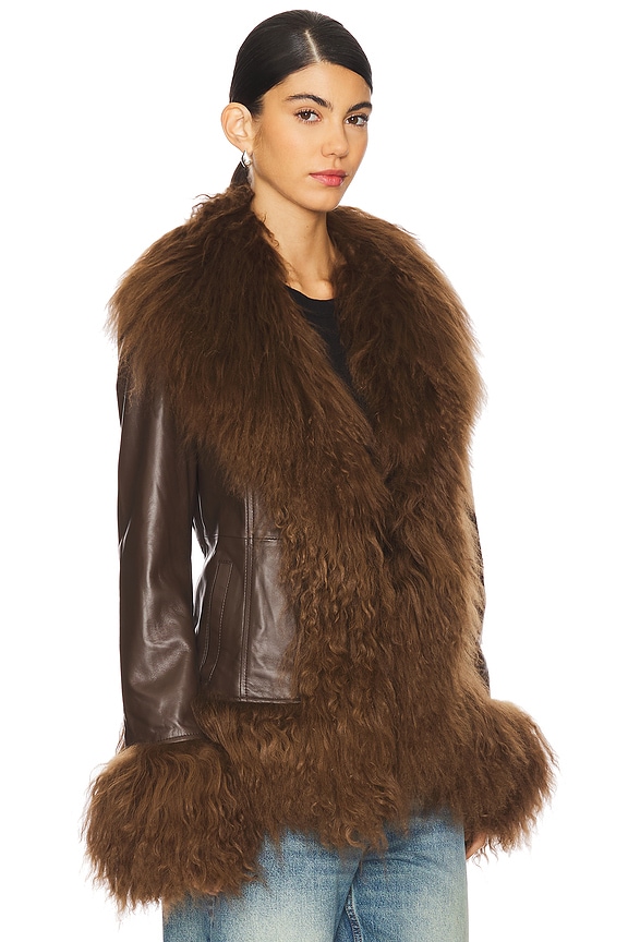 Dorothy Leather Coat with Fur Trim