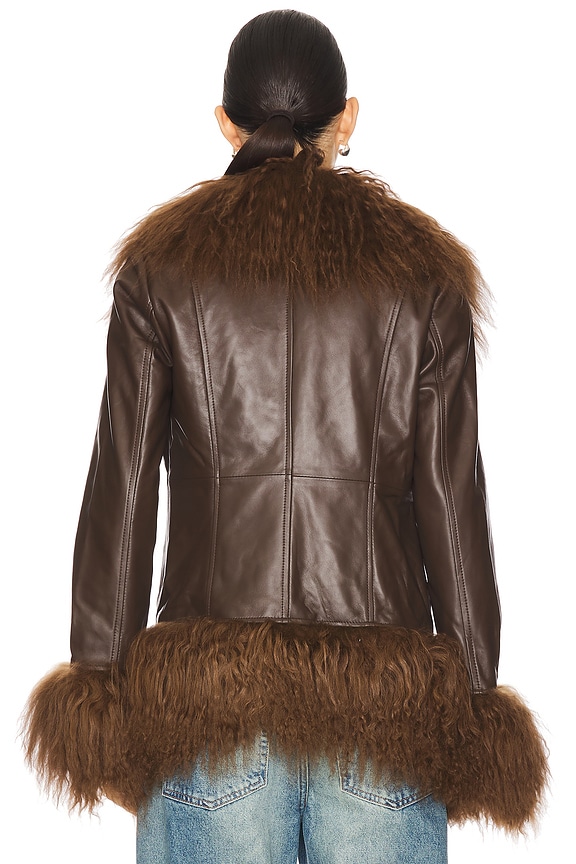 Dorothy Leather Coat with Fur Trim