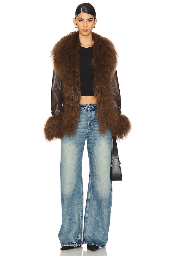 Dorothy Leather Coat with Fur Trim
