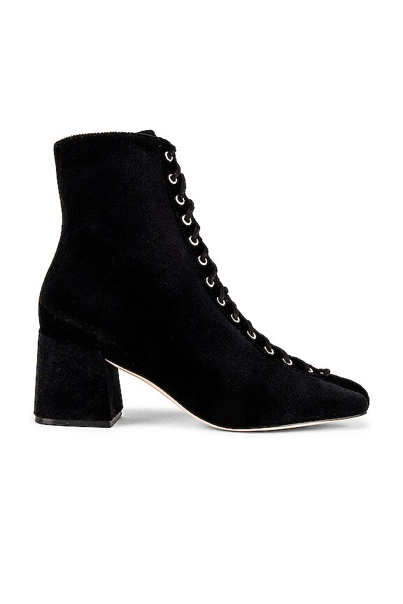 Schutz S-New Kika Lace Up Boot in New Velvet Black | REVOLVE