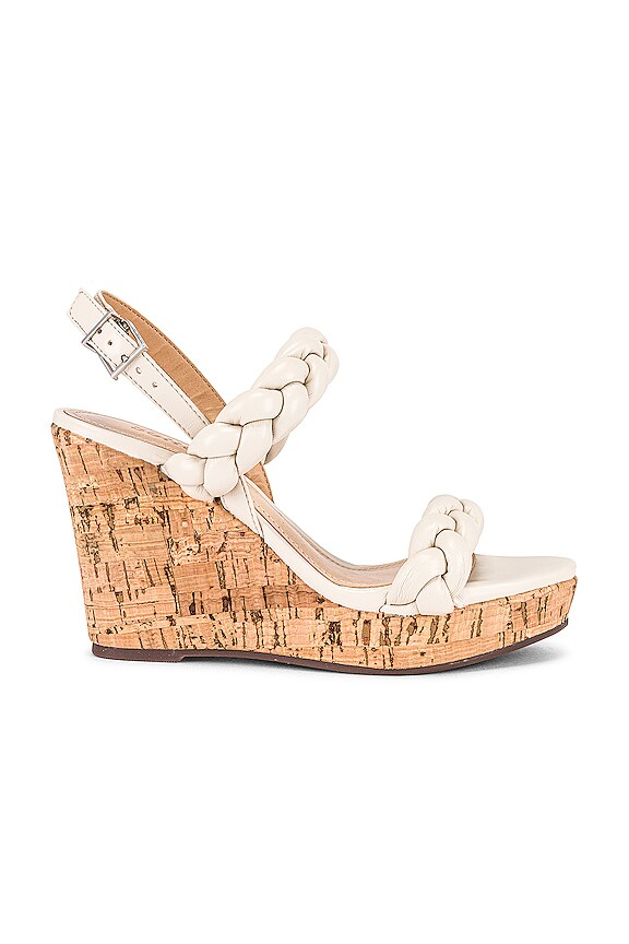 Schutz Zaria Wedge Sandal in White | REVOLVE