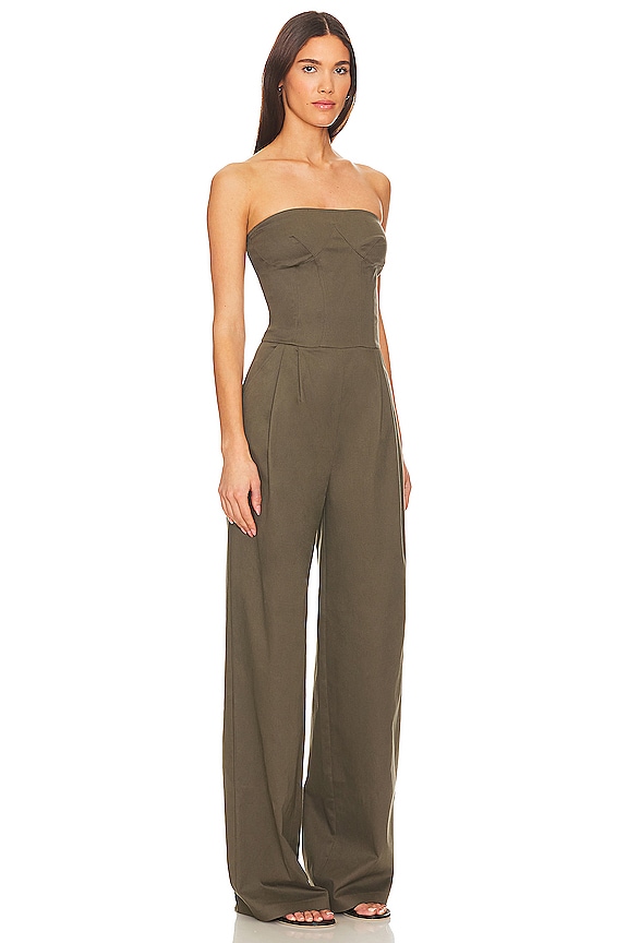 view 2 of 4 Double Pleated Wide Leg Jumpsuit in Khaki