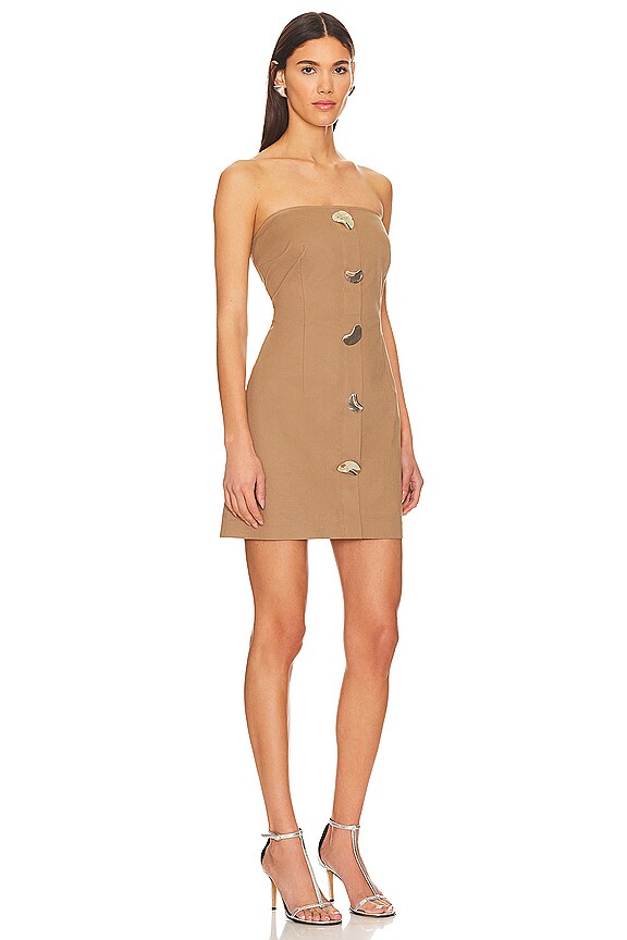 view 2 of 4 Strapless Mini Dress in Camel