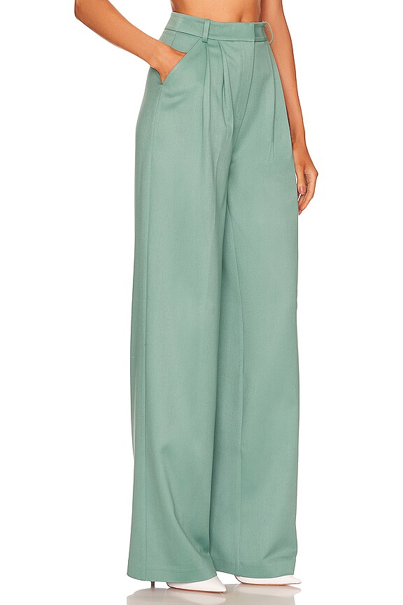 view 2 of 4 High Rise Double Pleated Pant in Beryl Green