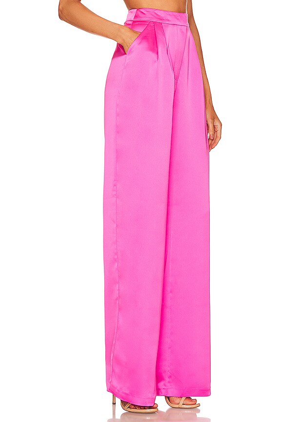view 2 of 4 Double Pleated Wide Leg Pant in Fuchsia