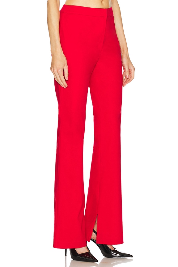view 2 of 4 High Rise Slit-detailed Canvas Pant in Red