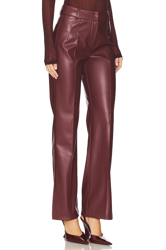 view 2 of 6 Leather Slit Detailed Pant in Burgundy