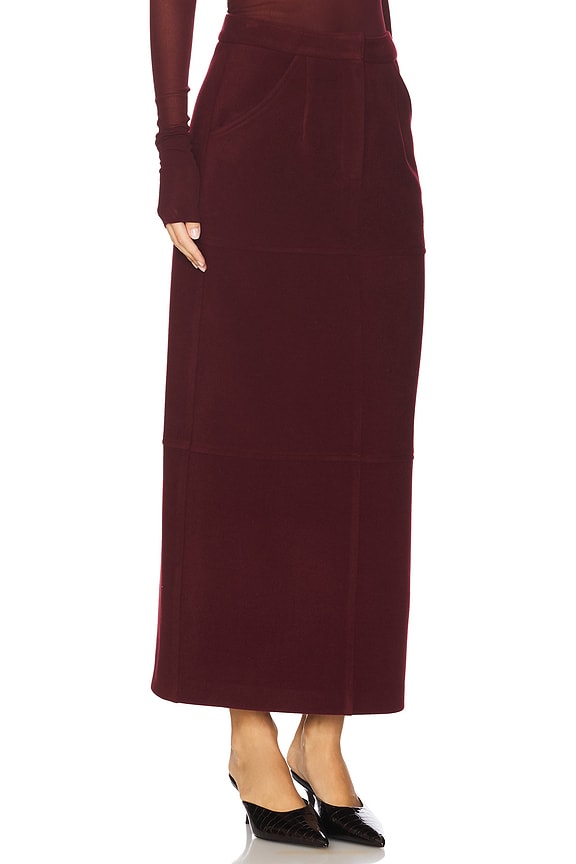 view 2 of 6 Slit Detailed Midi Skirt in Burgundy