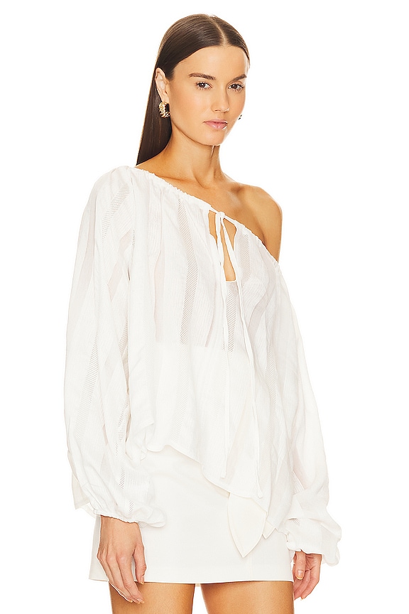 view 2 of 5 Stripe Detailed Blouse in White Patterned