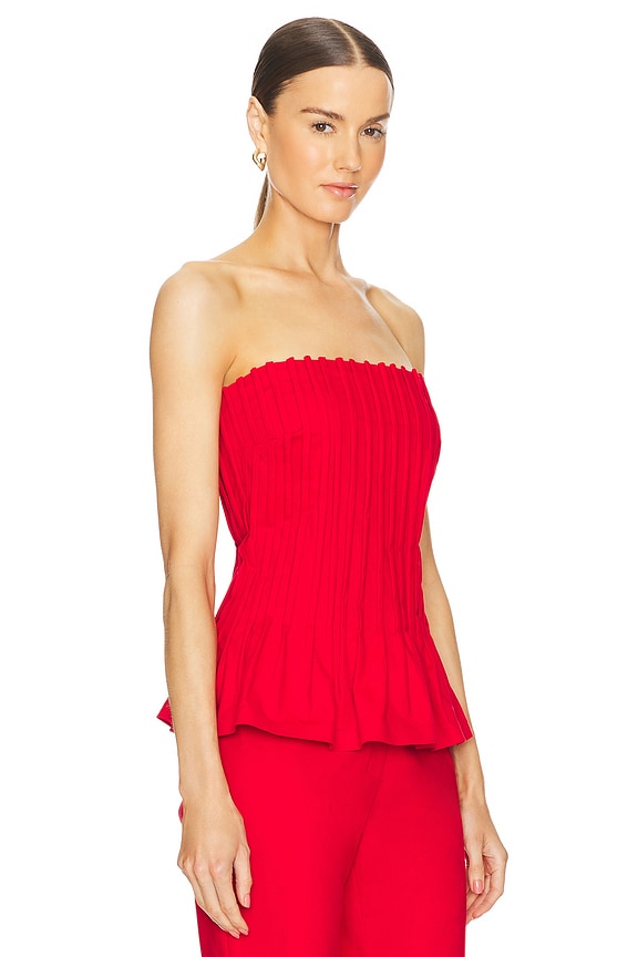 view 2 of 4 Canvas Stitch-detailed Bustier in Red