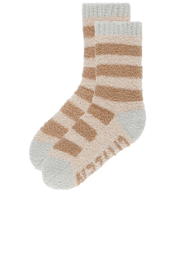 view 2 of 4 Striped Snug Socks in Sahara Tan & Cloud Grey