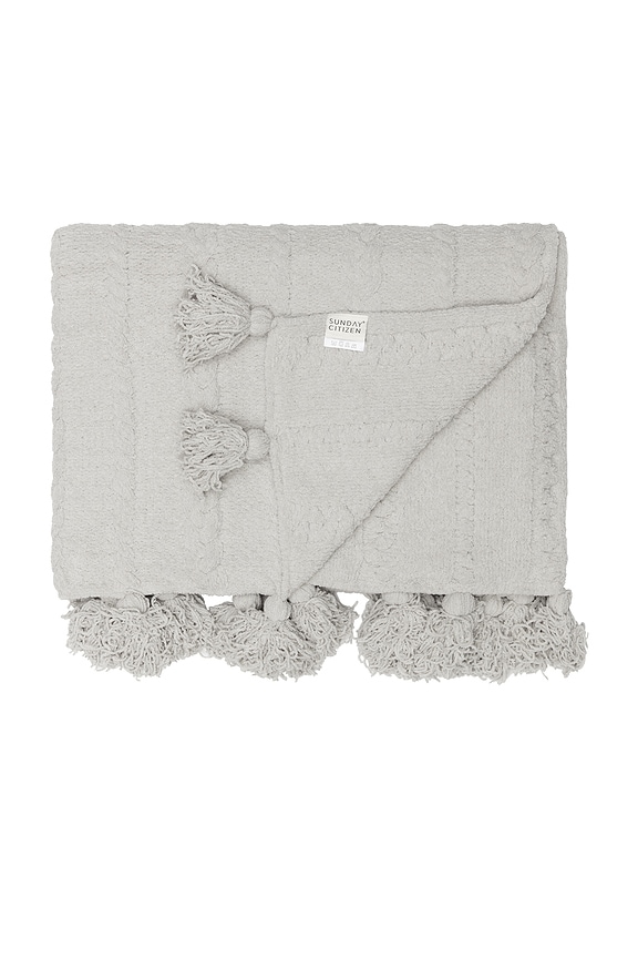view 2 of 6 BRAIDED POM POM THROW 땋은 방울 스로우 in Cloud Grey