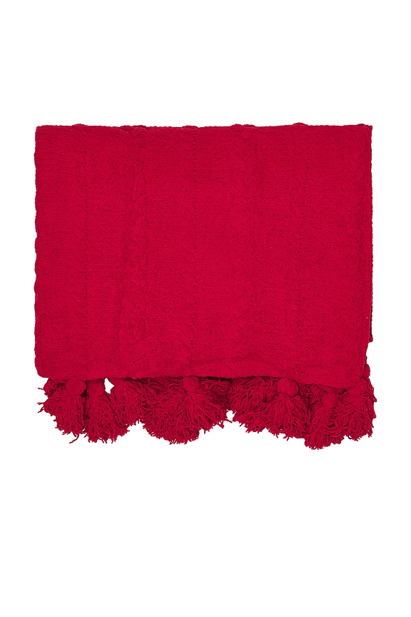 view 1 of 3 ОДЕЯЛО BRAIDED POM POM THROW in Rouge