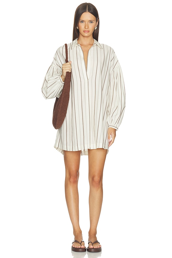 view 1 of 4 x REVOLVE Amelia Mini Dress in Brown Stripe