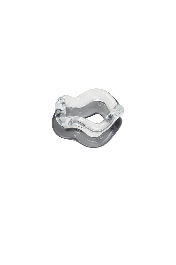 view 2 of 6 Onda Glass Set Of 2 Rings in Transparent & Smoke Grey