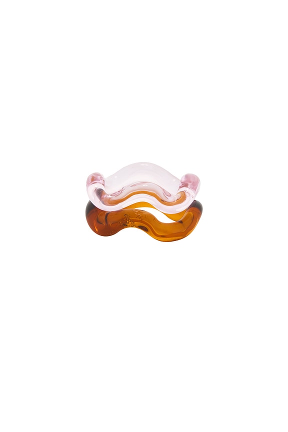 view 2 of 6 SET DE 2 ANILLOS ONDA in Ambar & Pink