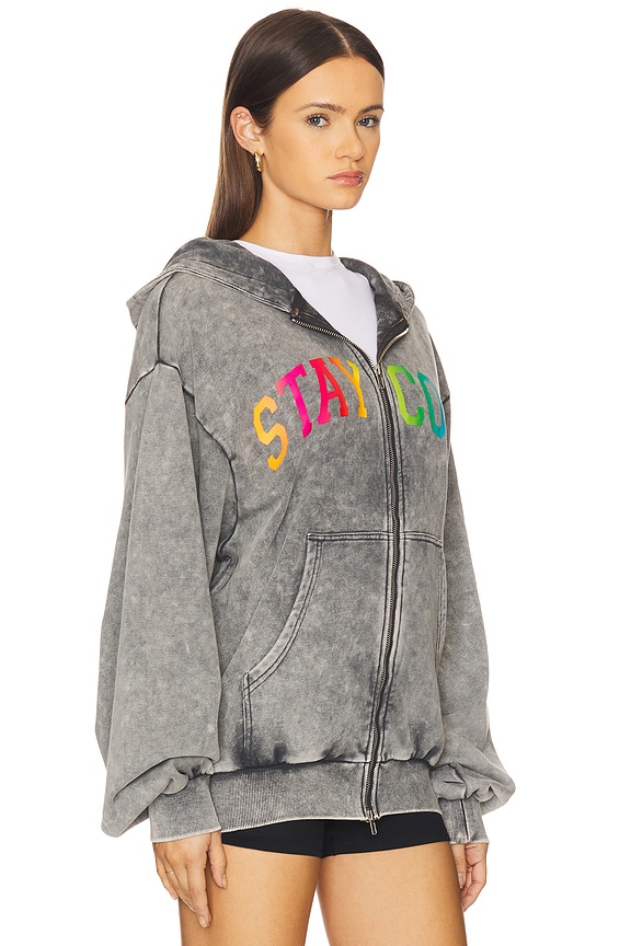 view 2 of 4 Arch Zip Logo Hoodie in Charcoal Wash