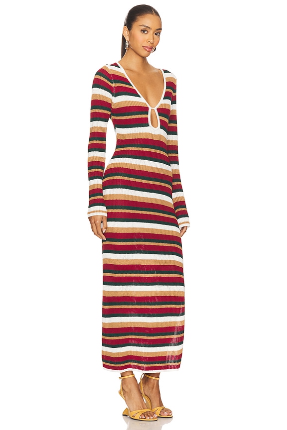 view 2 of 4 Benson Sleeved Knit Maxi Dress in Red Multi Stripe