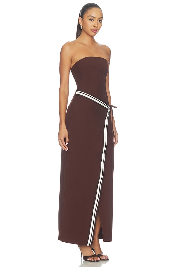 view 2 of 5 VESTIDO MARTA  in Chocolate & Sand Stripe