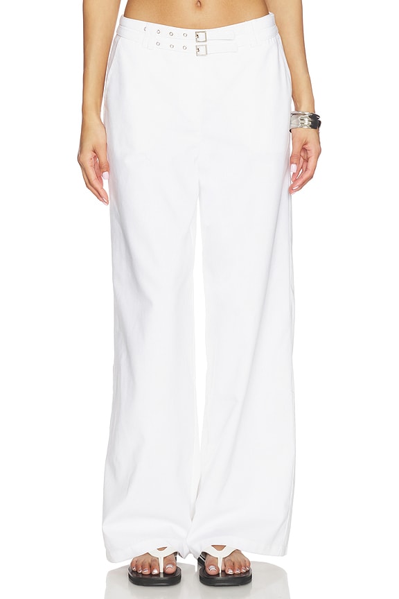view 1 of 6 Zaylee Buckle Wide Leg Pant in White