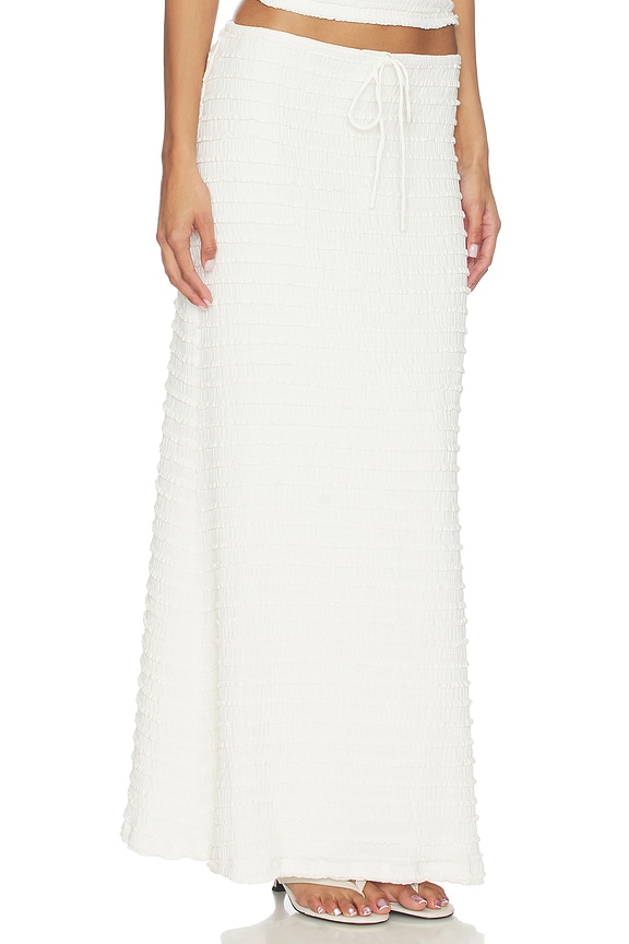 view 2 of 6 Adalee Ruffle Texture Maxi Skirt in White