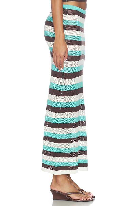 view 2 of 6 Hazel Low Waisted Knit Midi Skirt in Aqua Multi