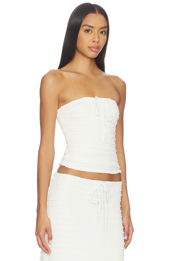view 2 of 4 Adalee Ruffle Texture Strapless Top in White