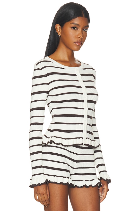 view 2 of 5 Donna Long Sleeve Knit Top in Cream & Chocolate