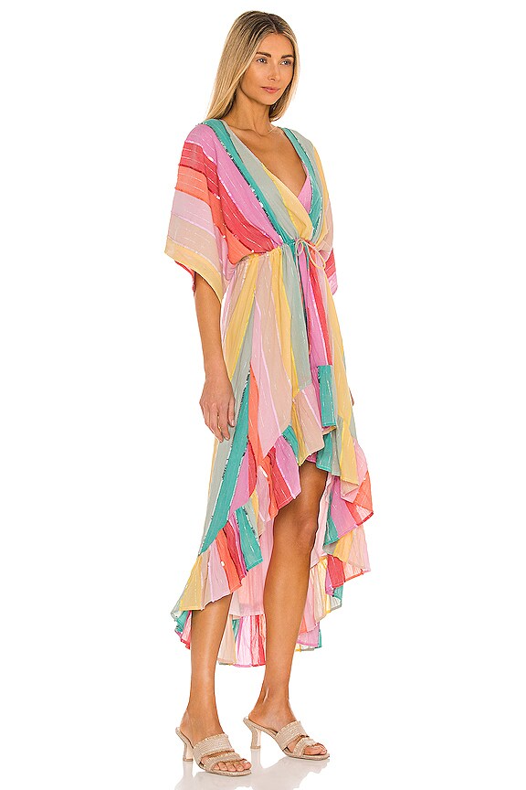 view 2 of 5 ROBE ASYMÉTRIQUE DEVA in Multicolor Stripes And Sequins