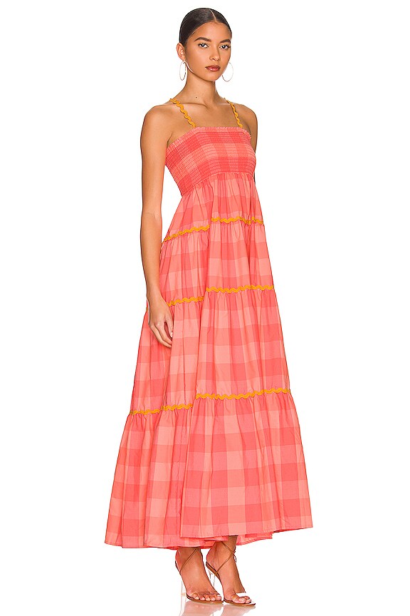 view 2 of 3 Vanina Dress in Big Gingham Neon Coral
