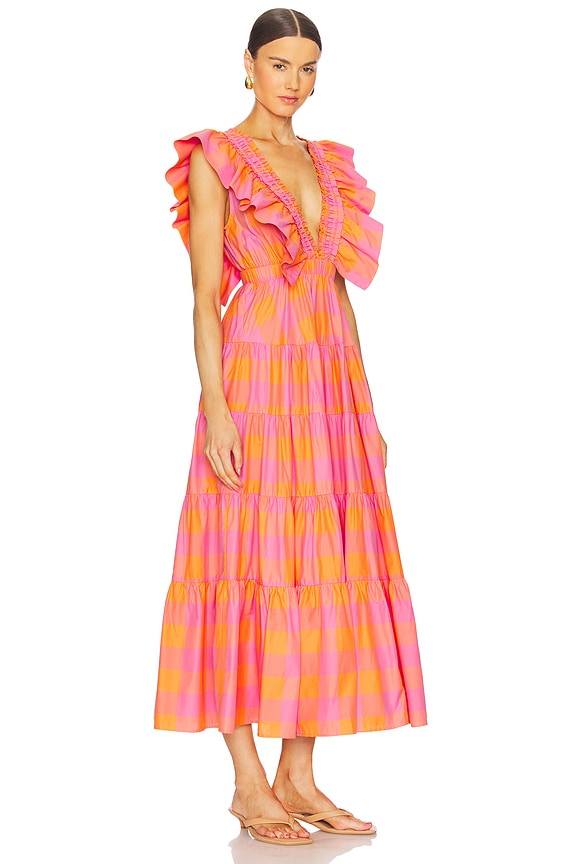 view 2 of 3 Shandrani Dress in Gingham Pink & Orange
