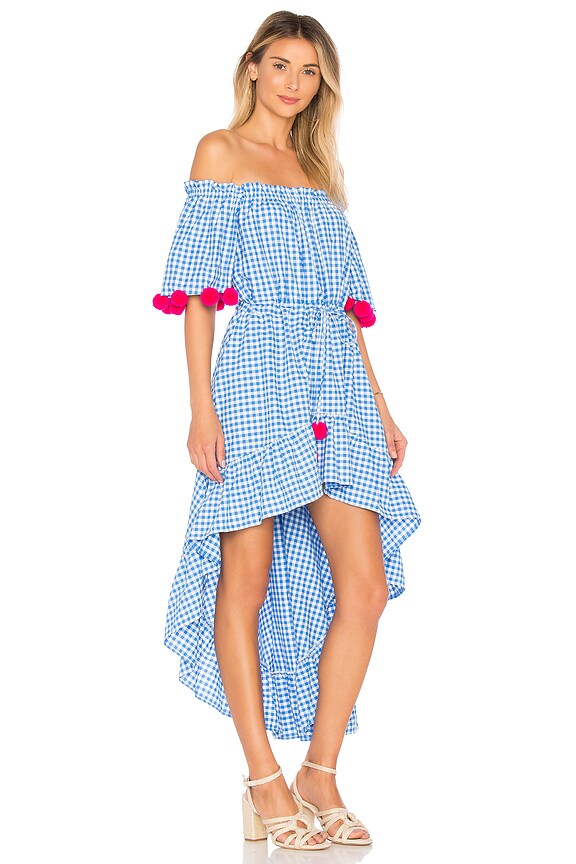 view 2 of 3 VESTIDO CON UN HOMBRO DESCUBIERTO ALENA in Light Blue & Pink